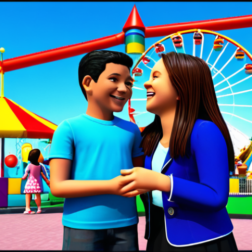 Home 17 로블록스 테마파크 경영법 - **Image Prompt 1: Family Fun Zone:** "A vibrant, bustling Roblox theme park area designed for famili...